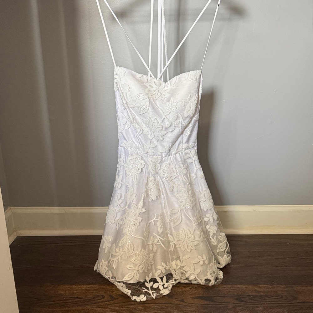 Windsor White Sequin Lace Dress